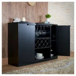 Rosio Transitional Criss Cross Wine Storage Dining Buffet Black - HOMES: Inside + Out 7 Rosio Transitional Criss Cross Wine Storage Dining Buffet Black - HOMES: Inside + Out -Inside out home GUEST 01957782 4d5c 4429 a06f 64728c618393