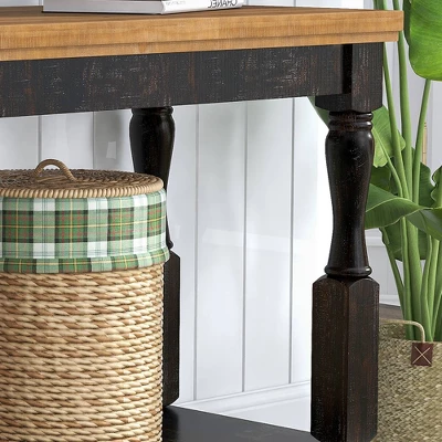 Philoree Wooden Traditional Sofa Table Antique Black And Oak - HOMES: Inside + Out 2 Philoree Wooden Traditional Sofa Table Antique Black And Oak - HOMES: Inside + Out - Image 2