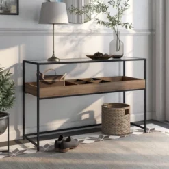 Reattie Glass Top Entryway Table Brown/Matte Black - HOMES: Inside + Out 10 Reattie Glass Top Entryway Table Brown/Matte Black - HOMES: Inside + Out -Inside out home GUEST 07ad611d 2990 4e44 b221 cdb7d0e052c2