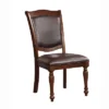 HOMES: Inside + Out Set Of 2 Junipera Traditional Side Chairs Brown Cherry/Espresso : Faux Leather, Wood Frame