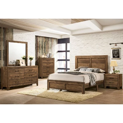 Quail Wood Grain Finish Panel Bed Rustic Light Walnut - HOMES: Inside + Out 2 Quail Wood Grain Finish Panel Bed Rustic Light Walnut - HOMES: Inside + Out - Image 2