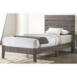 Derries Slatted Platform Bed Gray - HOMES: Inside + Out