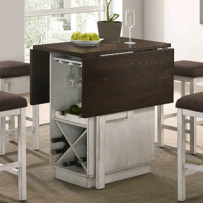 47" Holmseth Drop Leaf Counter Height Dining Table With Wine Rack Dark Walnut/Antique White - HOMES: Inside + Out 1 47" Holmseth Drop Leaf Counter Height Dining Table With Wine Rack Dark Walnut/Antique White - HOMES: Inside + Out