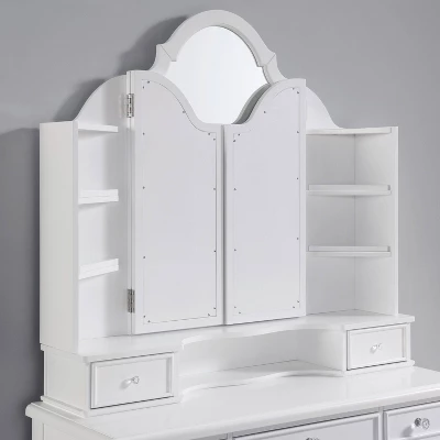 3pc Anza Multi Storage Vanity Set With Tri Fold Mirror And Stool White - HOMES: Inside + Out 3 3pc Anza Multi Storage Vanity Set With Tri Fold Mirror And Stool White - HOMES: Inside + Out - Image 3