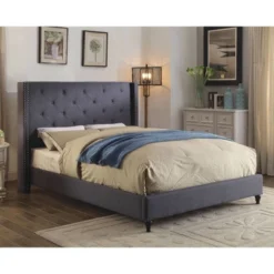 Queen Marie Contemporary Wingback Bed Blue - HOMES: Inside + Out