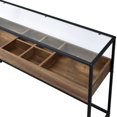 Reattie Glass Top Entryway Table Brown/Matte Black - HOMES: Inside + Out 4 Reattie Glass Top Entryway Table Brown/Matte Black - HOMES: Inside + Out - Image 4