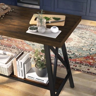 47" Brenter Counter Height Table Weathered Medium Oak/Black - HOMES: Inside + Out 3 47" Brenter Counter Height Table Weathered Medium Oak/Black - HOMES: Inside + Out - Image 3