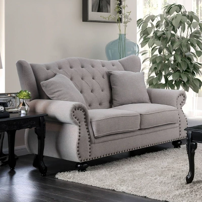 Irving Tufted Loveseat Light Gray - HOMES: Inside + Out 1 Irving Tufted Loveseat Light Gray - HOMES: Inside + Out
