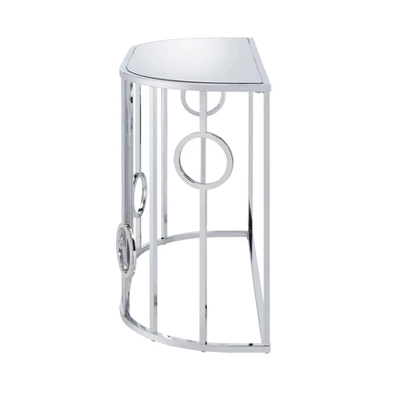 Oakmonte Mirrored Semi Circle Sofa Table Chrome - HOMES: Inside + Out 5 Oakmonte Mirrored Semi Circle Sofa Table Chrome - HOMES: Inside + Out - Image 5