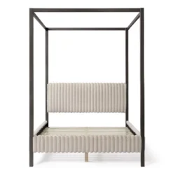 HOMES: Inside + Out Queen Barrette Canopy Platform Bed With Corduroy Upholstered Bed Light Brown -Inside out home GUEST 193446ed 8a75 4b89 bc34 2fe33c50e645