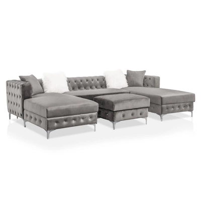 Elmhurst U Shaped Deep Button Tufted Sectional With Ottoman - HOMES: Inside + Out 4 Elmhurst U Shaped Deep Button Tufted Sectional With Ottoman - HOMES: Inside + Out - Image 4