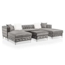 HOMES: Inside + Out Elmhurst U Shaped Deep Button Tufted Sectional With Ottoman Gray : Modular, Transitional Style Sofa 9 HOMES: Inside + Out Elmhurst U Shaped Deep Button Tufted Sectional With Ottoman Gray : Modular, Transitional Style Sofa -Inside out home GUEST 199a9a20 1e9b 431d b004 68ed4cd06f36
