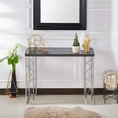 Sbragia Geometric Metal Legs Console Table Faux Marble - HOMES: Inside + Out 1 Sbragia Geometric Metal Legs Console Table Faux Marble - HOMES: Inside + Out