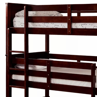 HOMES: Inside + Out Triple Twin Kids' Reece Bunk Bed Dark Walnut - IoHOMES 2 HOMES: Inside + Out Triple Twin Kids' Reece Bunk Bed Dark Walnut - IoHOMES - Image 2