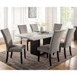 7pc Southwind Transitional Dining Table Set White/Black/Light Gray - HOMES: Inside + Out