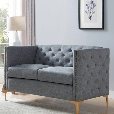 Gasper Tufted Upholstered Loveseat Light Gray - HOMES: Inside + Out 1 Gasper Tufted Upholstered Loveseat Light Gray - HOMES: Inside + Out