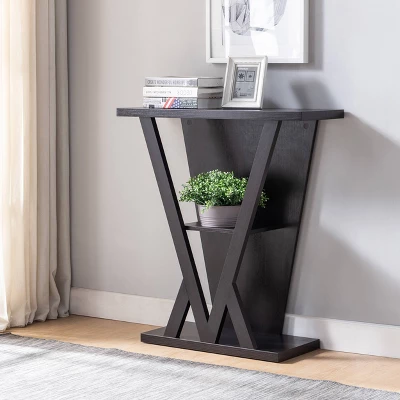 Nebra 3 Shelf Console Table Espresso - HOMES: Inside + Out 1 Nebra 3 Shelf Console Table Espresso - HOMES: Inside + Out