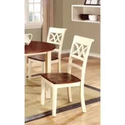 Set Of 2 Lanfield Country Style Back Design Side Chair Vintage White/Cherry - HOMES: Inside + Out