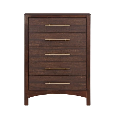 Melonnes 5 Drawer Chest Walnut - HOMES: Inside + Out 4 Melonnes 5 Drawer Chest Walnut - HOMES: Inside + Out - Image 4