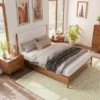 HOMES: Inside + Out 3pc Full Riverstone Mid-Century Modern Boucle Bedroom Set With 2 Nightstands Walnut