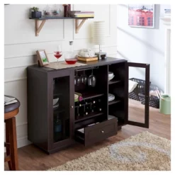 Candie Modern Multi-Storage Dining Buffet With Glass Cabinets Espresso - HOMES: Inside + Out 6 Candie Modern Multi-Storage Dining Buffet With Glass Cabinets Espresso - HOMES: Inside + Out -Inside out home GUEST 251c6ff1 57e7 42a9 a1a4 7e60fbdf029e
