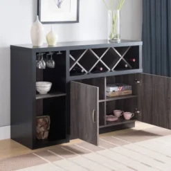 Alsco Buffet Server With Wine Rack Distressed Gray/ Light Oak - HOMES: Inside + Out -Inside out home GUEST 25af42e1 5f13 46c6 9342 941207791f78