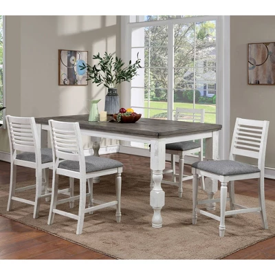 5pc Cambrien Rustic Farmhouse Counter Height Dining Set Antique White/Gray - HOMES: Inside + Out 1 5pc Cambrien Rustic Farmhouse Counter Height Dining Set Antique White/Gray - HOMES: Inside + Out