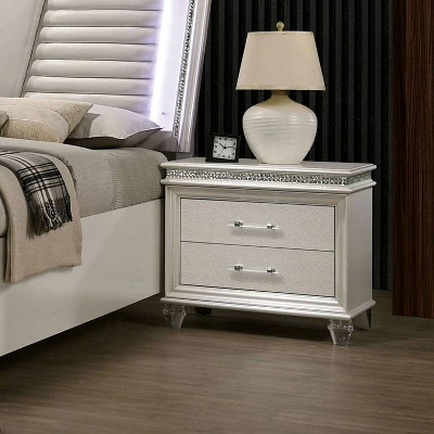 Granite 2 Drawer Nightstand Pearl White - HOMES: Inside + Out 1 Granite 2 Drawer Nightstand Pearl White - HOMES: Inside + Out