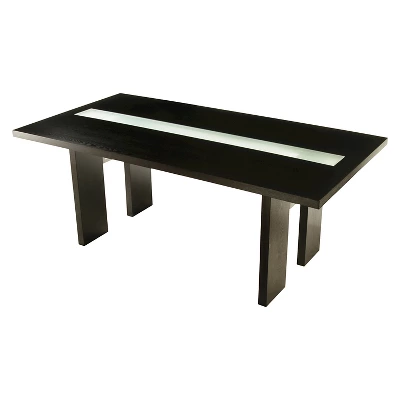 Stevenson Glass Insert Open Shelf W/Led Lights Dining Table Black - HOMES: Inside + Out 2 Stevenson Glass Insert Open Shelf W/Led Lights Dining Table Black - HOMES: Inside + Out - Image 2