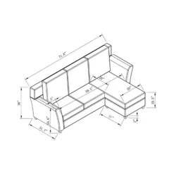HOMES: Inside + Out Henri Upholstered Sofa Dressy Blue: Modern L-Shaped, Microfiber, Wood Legs, Foam Filled -Inside out home GUEST 2ac6e906 1d21 4cc1 b543 c7b9f64b920d
