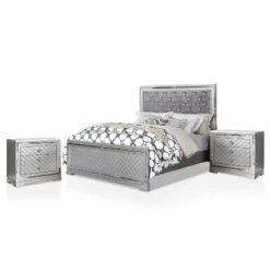 3pc Tenaya Bed With 2 Nightstands Set Silver/Gray - HOMES: Inside + Out 33 3pc Tenaya Bed With 2 Nightstands Set Silver/Gray - HOMES: Inside + Out -Inside out home GUEST 2b60a64f 00af 4dd7 8a3c c36e41c56836