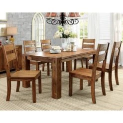 7pc Arsenio Sturdy Dining Table Set Dark Oak - HOMES: Inside + Out