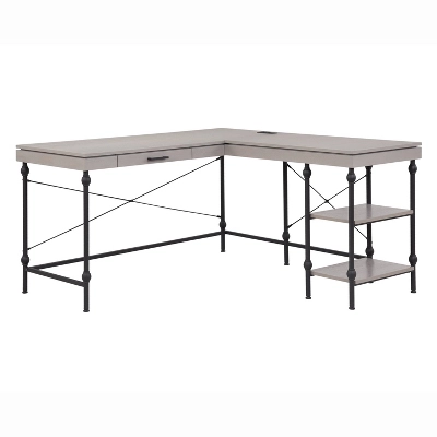 59" Gulnora L Shaped Desk With USB Power Ports - HOMES: Inside + Out 9 59" Gulnora L Shaped Desk With USB Power Ports - HOMES: Inside + Out - Image 9