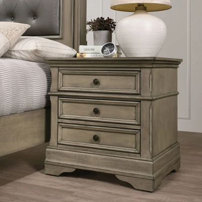 Kritan 3 Drawer Nightstand Antique Warm Gray - HOMES: Inside + Out 1 Kritan 3 Drawer Nightstand Antique Warm Gray - HOMES: Inside + Out