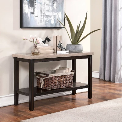 48" Alpinista Faux Marble Console Table Dark Walnut - HOMES: Inside + Out 1 48" Alpinista Faux Marble Console Table Dark Walnut - HOMES: Inside + Out