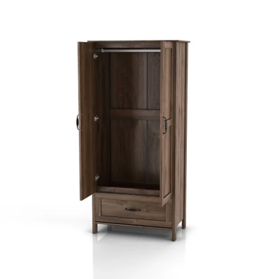 Nurembo 1 Drawer Wardrobe Closet Distressed Walnut - HOMES: Inside + Out 9 Nurembo 1 Drawer Wardrobe Closet Distressed Walnut - HOMES: Inside + Out - Image 9