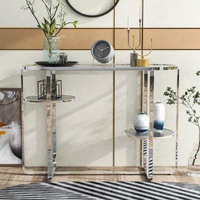 Rueledge Glam 2 Shelf Sofa Table Chrome - HOMES: Inside + Out 2 Rueledge Glam 2 Shelf Sofa Table Chrome - HOMES: Inside + Out - Image 2