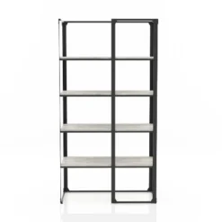 72.25" Havano 4 Shelf Open Industrial Bookcase Matte Black/Light Gray - HOMES: Inside + Out -Inside out home GUEST 38ee3349 b530 4876 851f 00b2a2752028