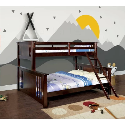 HOMES: Inside + Out Twin XL Over Queen Kids' Lea Bunk Bed Dark Walnut - IoHOMES 1 HOMES: Inside + Out Twin XL Over Queen Kids' Lea Bunk Bed Dark Walnut - IoHOMES
