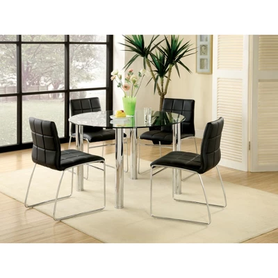 Set Of 2 Aneston Square Gridded Leatherette Side Chairs Black - HOMES: Inside + Out 2 Set Of 2 Aneston Square Gridded Leatherette Side Chairs Black - HOMES: Inside + Out - Image 2