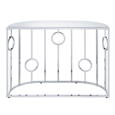 Oakmonte Mirrored Semi Circle Sofa Table Chrome - HOMES: Inside + Out 6 Oakmonte Mirrored Semi Circle Sofa Table Chrome - HOMES: Inside + Out - Image 6