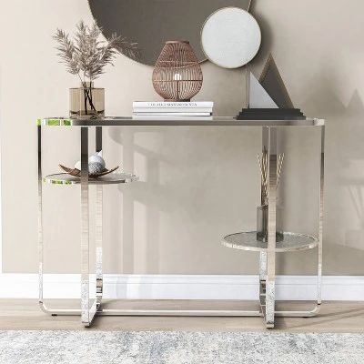 Calloun Glam 2 Shelf Sofa Table Chrome - HOMES: Inside + Out 2 Calloun Glam 2 Shelf Sofa Table Chrome - HOMES: Inside + Out - Image 2