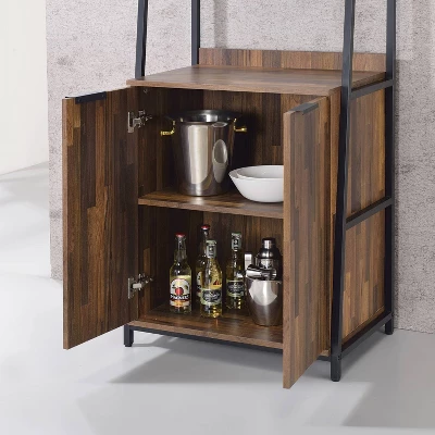 73.63" Moniave Bookcase With Wine Glass Rack Oak/Black - HOMES: Inside + Out 2 73.63" Moniave Bookcase With Wine Glass Rack Oak/Black - HOMES: Inside + Out - Image 2