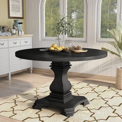48" Villa Rustic Round Dining Table Antique Black - HOMES: Inside + Out 2 48" Villa Rustic Round Dining Table Antique Black - HOMES: Inside + Out - Image 2