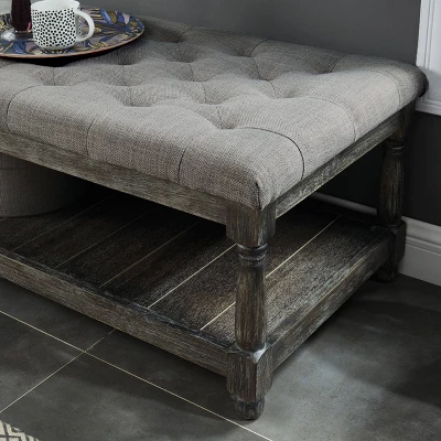 Arianna Tufted Bench Gray - HOMES: Inside + Out 2 Arianna Tufted Bench Gray - HOMES: Inside + Out - Image 2