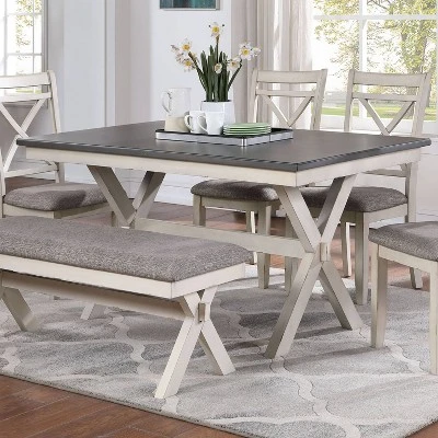 60" Arga Transitional Wood Dining Table Gray/Antique White - HOMES: Inside + Out 1 60" Arga Transitional Wood Dining Table Gray/Antique White - HOMES: Inside + Out