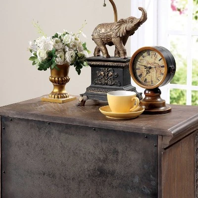 Lellen 3 Drawer Carved Details Nightstand Rustic Natural Tone - HOMES: Inside + Out 3 Lellen 3 Drawer Carved Details Nightstand Rustic Natural Tone - HOMES: Inside + Out - Image 3