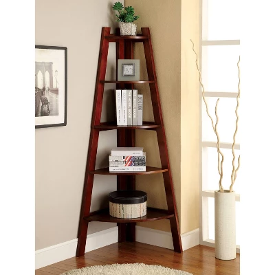 63.25" Lynch 5 Shelf Corner Bookcase - HOMES: Inside + Out 1 63.25" Lynch 5 Shelf Corner Bookcase - HOMES: Inside + Out