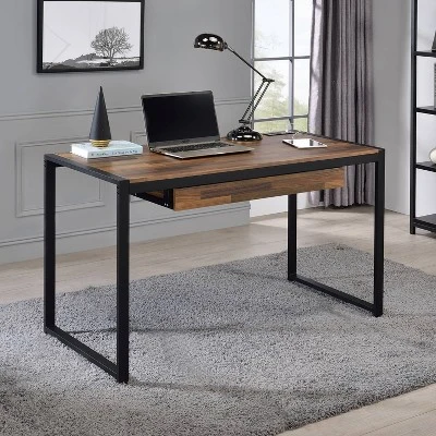 Eriboll Writing Desk With 1 Drawer And USB Plug Sand Black/Natural Tone - HOMES: Inside + Out 1 Eriboll Writing Desk With 1 Drawer And USB Plug Sand Black/Natural Tone - HOMES: Inside + Out