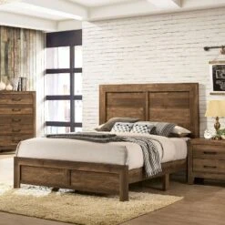 2pc Queen Quail Transitional Bedroom Set Rustic Light Walnut - HOMES: Inside + Out -Inside out home GUEST 4876e503 ee4e 4e42 a639 22a2e106d31e